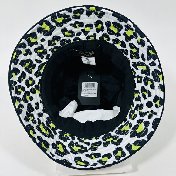 MCM Leopard Print Bucket Hat Multi Logo Embroidered Adjustable NWT $290 - Picture 12 of 16